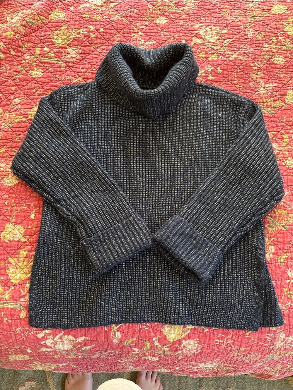 LOFT Navy Heather Turtleneck Sweater